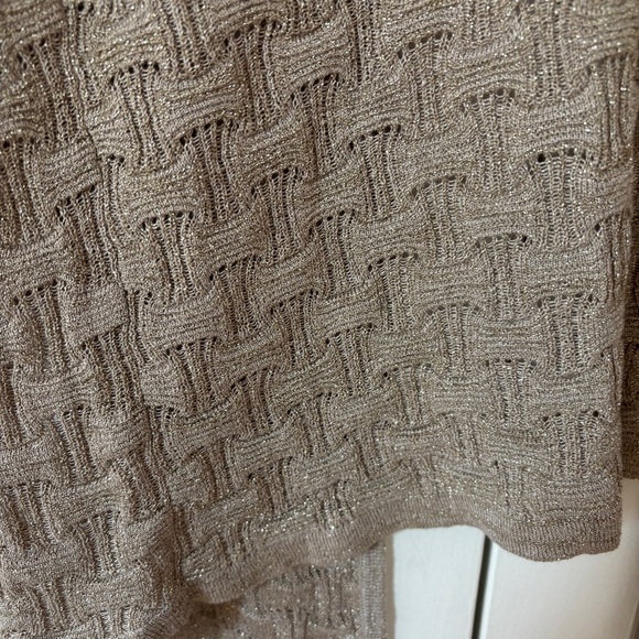 Chicos Travelers Size‎ 1 Cardigan Open Front Metallic Basketweave Chicos Medium - Picture 14 of 14